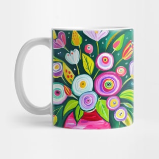 Cute Abstract Flowers in a Pink Vase Still Life Painting Mug